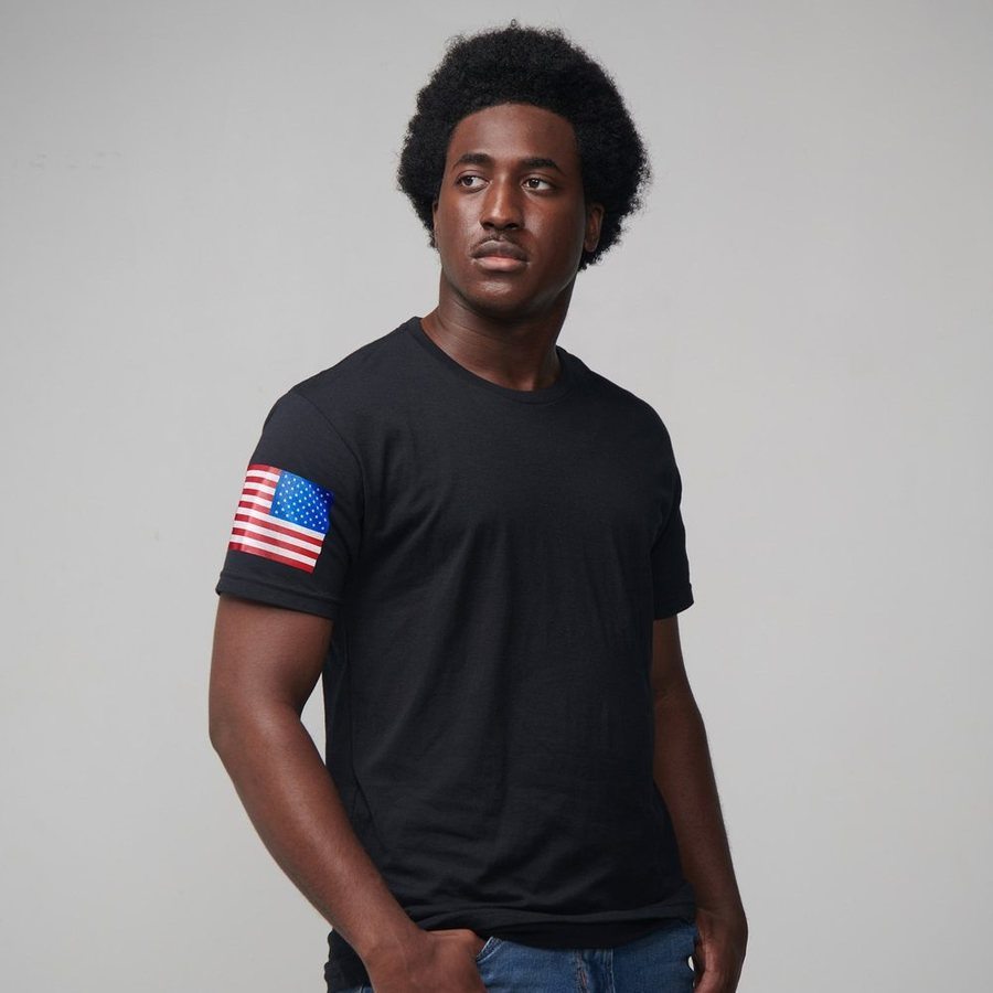 USA Flag Basic T-Shirts - Black - 5 Pack - Image 2