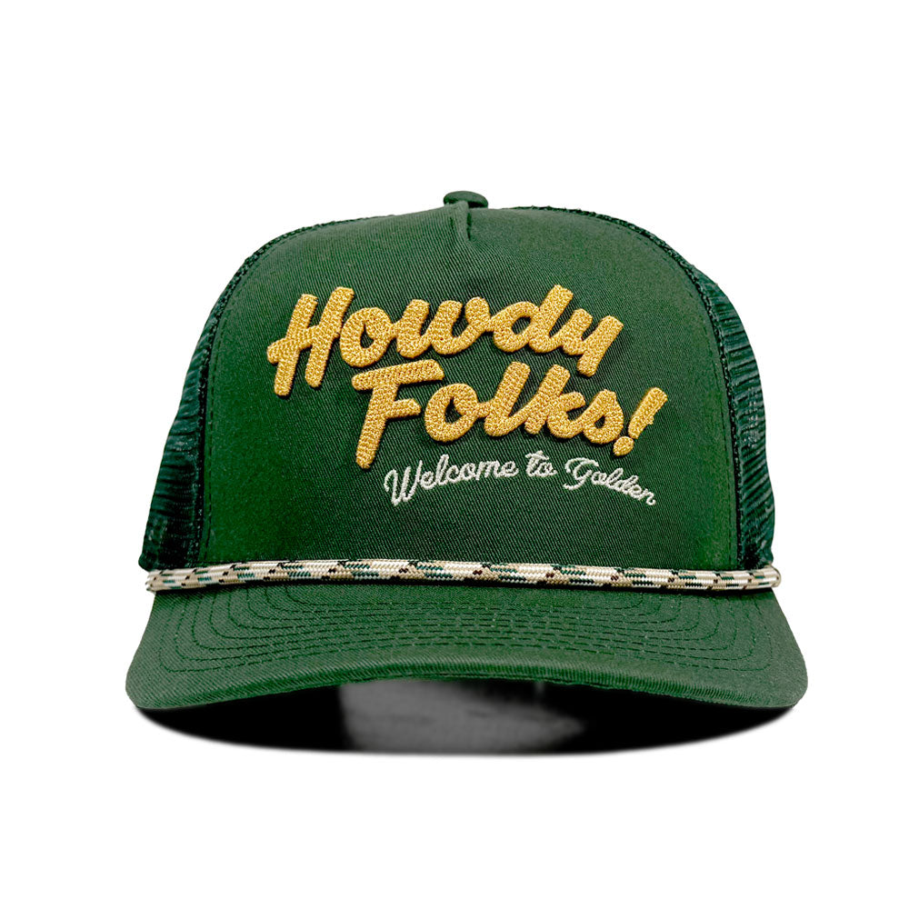 Howdy Golden Green Trucker Hat - Image 2